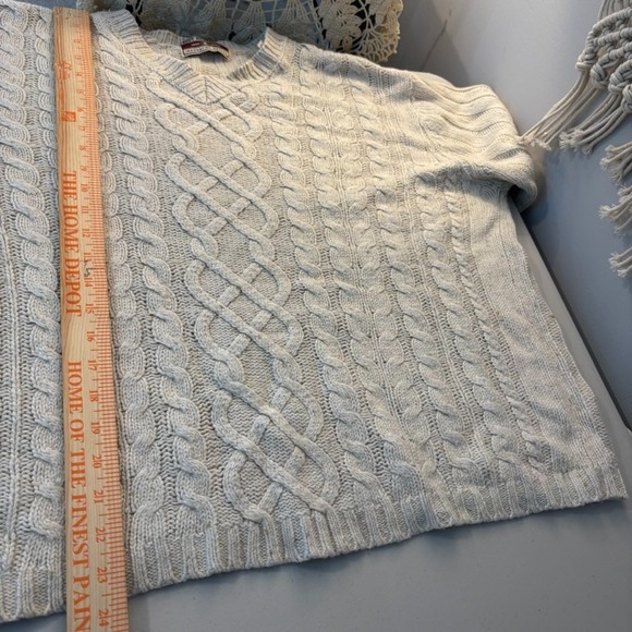 VTG True Mark‎ Womens Beige Cable Knit Fishermans Cotton Wool Sweater Large 90's - Picture 9 of 10
